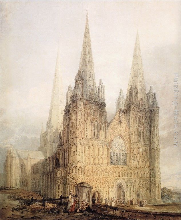 The West Front of Lichfield Cathedral painting - Thomas Girtin The West Front of Lichfield Cathedral art painting